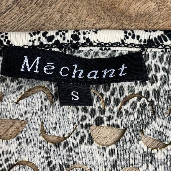 MECHANT Layering Cut Out Bell Sleeve Mini Little Black White Dress Size S - Picture 3 of 12